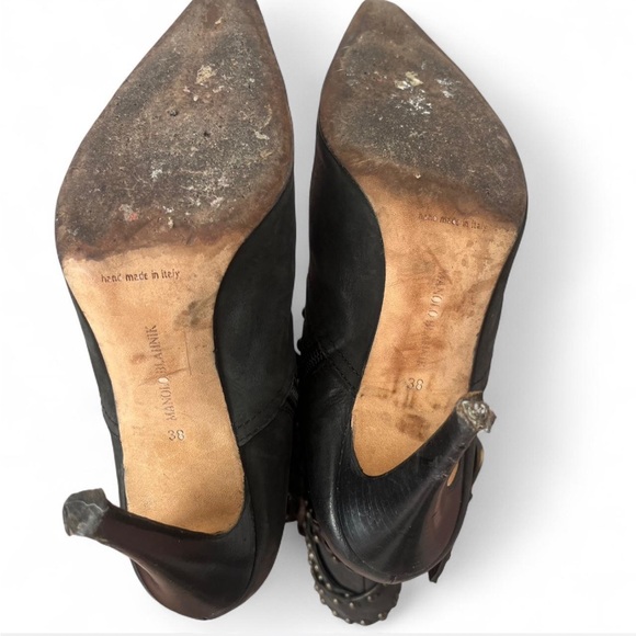 Manolo Blahnik Studded Black High Heel Boots - Picture 4 of 4